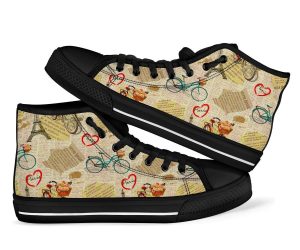 Print Pattern Newspaper Men Women’s High Top Shoes