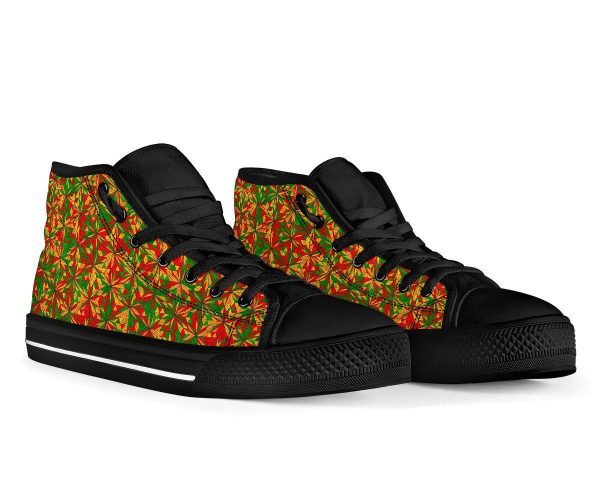 Rasta Reggae Pattern Print Men Women’s High Top Shoes