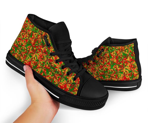 Rasta Reggae Pattern Print Men Women’s High Top Shoes