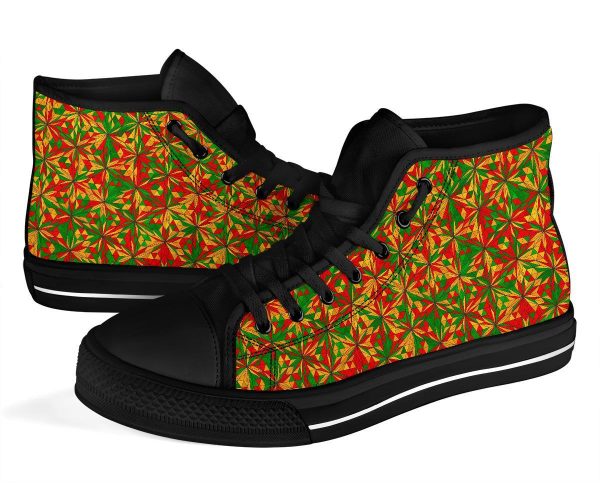 Rasta Reggae Pattern Print Men Women’s High Top Shoes