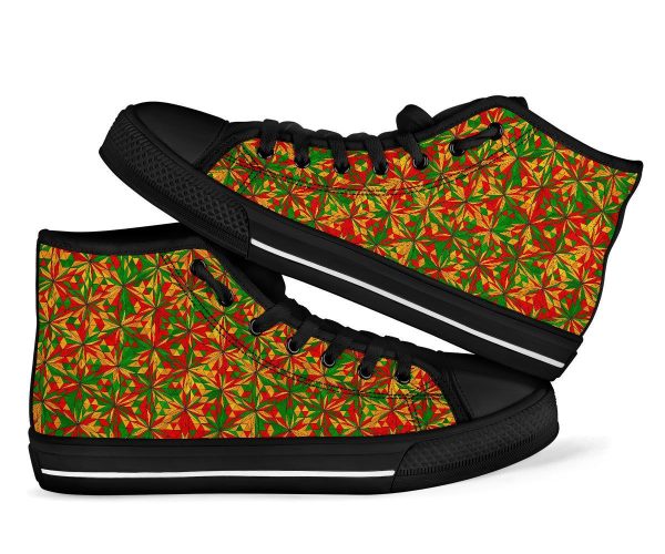 Rasta Reggae Pattern Print Men Women’s High Top Shoes