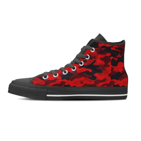 Red Camo Print Men’s High Top Shoes