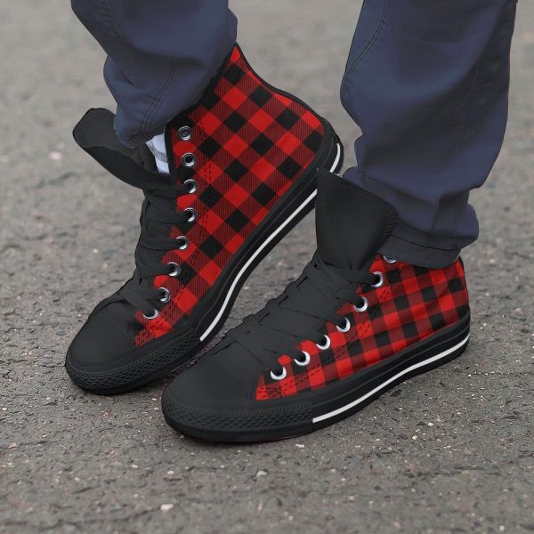 Red Plaid Men’s High Top Shoes