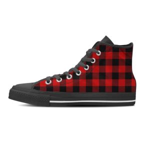 Red Plaid Men’s High Top Shoes