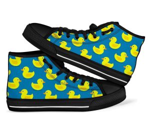 Rubber Duck Pattern Print Men Women’s High Top Shoes