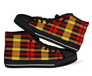 Scottish Tartan Red Yellow Plaid Men Women’s High Top Shoes