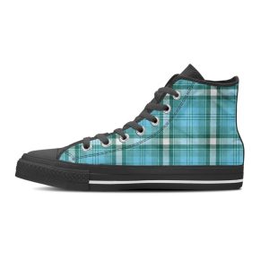 Tartan Aqua Blue Plaid Men’s High Top Shoes